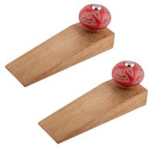 2 Pieces Red Calla Lily Brown Etched Ceramic Door Stopper